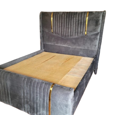 4×6 dark grey chester bed with gold finish accent