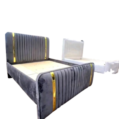 4×6 dark grey chester bed with gold finish accent