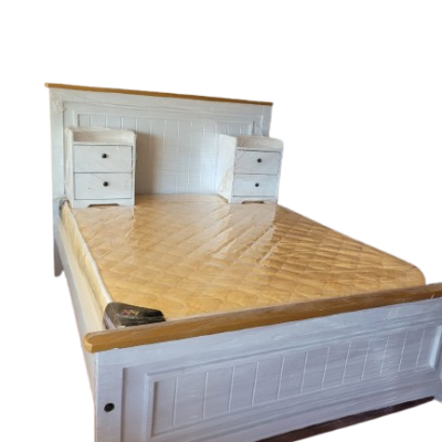 4×6 complete hardwood bed with matress and side drawers