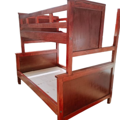 4×6 || 5×6 brown railed double decker hardwood bed