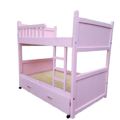 3 1⁄2*6 || 4×6 Pink hardwood double decker bunk bed with side-drawer storage