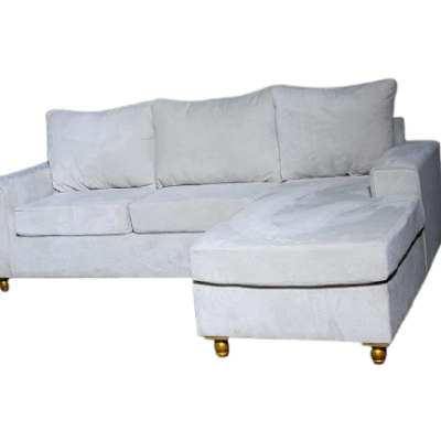 Cream white velvet 5 seater l shaped sofa